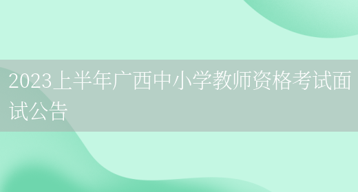 2023上半年广西中小学教师资格考试面试公告