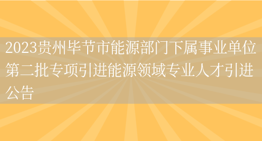 2023贵州毕节市能源部门下属事业单位第二批专项引进能源领域专业人才引进公告 