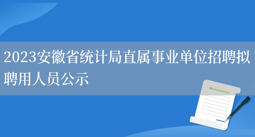 2023安徽省统计局直属事业单位招聘拟聘用人员公示 