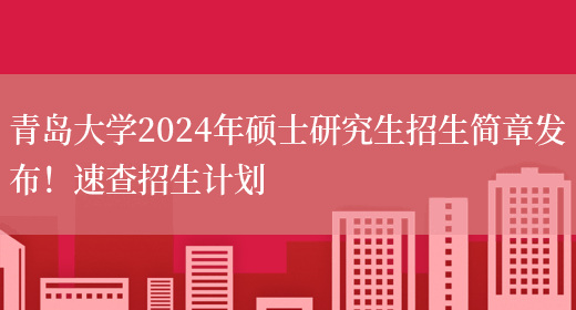 青岛大学2024年硕士研究生招生简章发布！速查招生计划(图1)