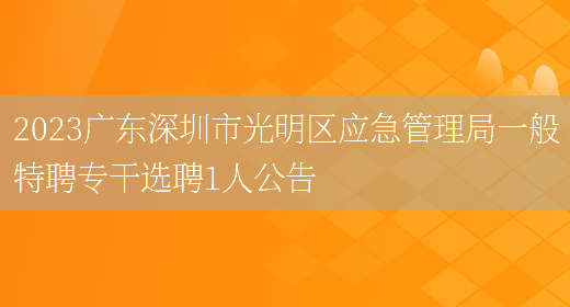2023广东深圳市光明区应急管理局一般特聘专干选聘1人公告(图1)