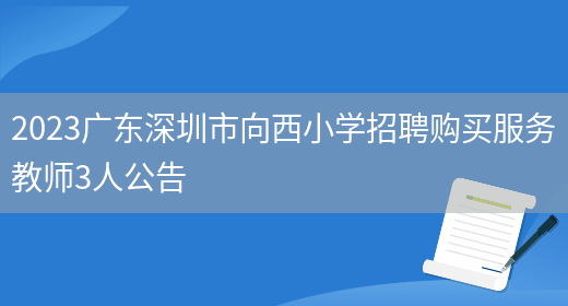 2023广东深圳市向西小学招聘购买服务教师3人公告