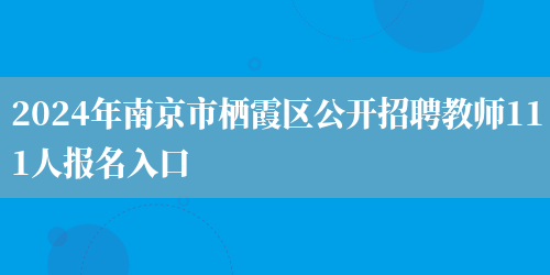 2024年南京市栖霞区公开招聘教师111人报名入口