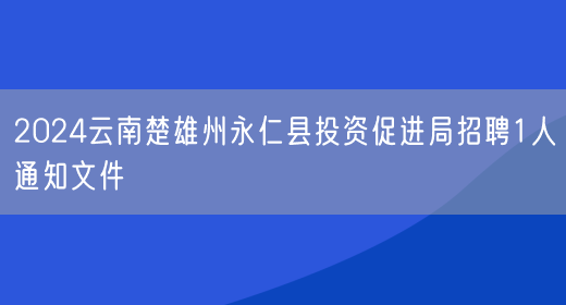 2024云南楚雄州永仁县投资促进局招聘1人通知文件