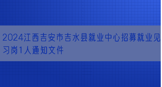 2024江西吉安市吉水县就业中心招募就业见习岗1人通知文件