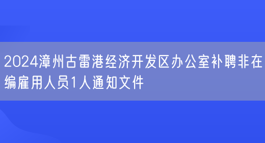 2024漳州古雷港经济开发区办公室补聘非在编雇用人员1人通知文件