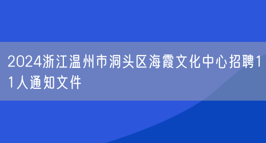 2024浙江温州市洞头区海霞文化中心招聘11人通知文件